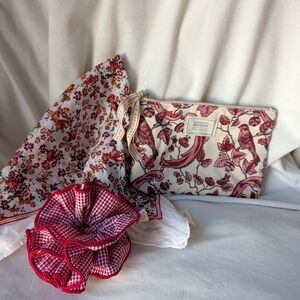 Sezane Accesories Floral Scarf , Hair Tie, Makeup Bag